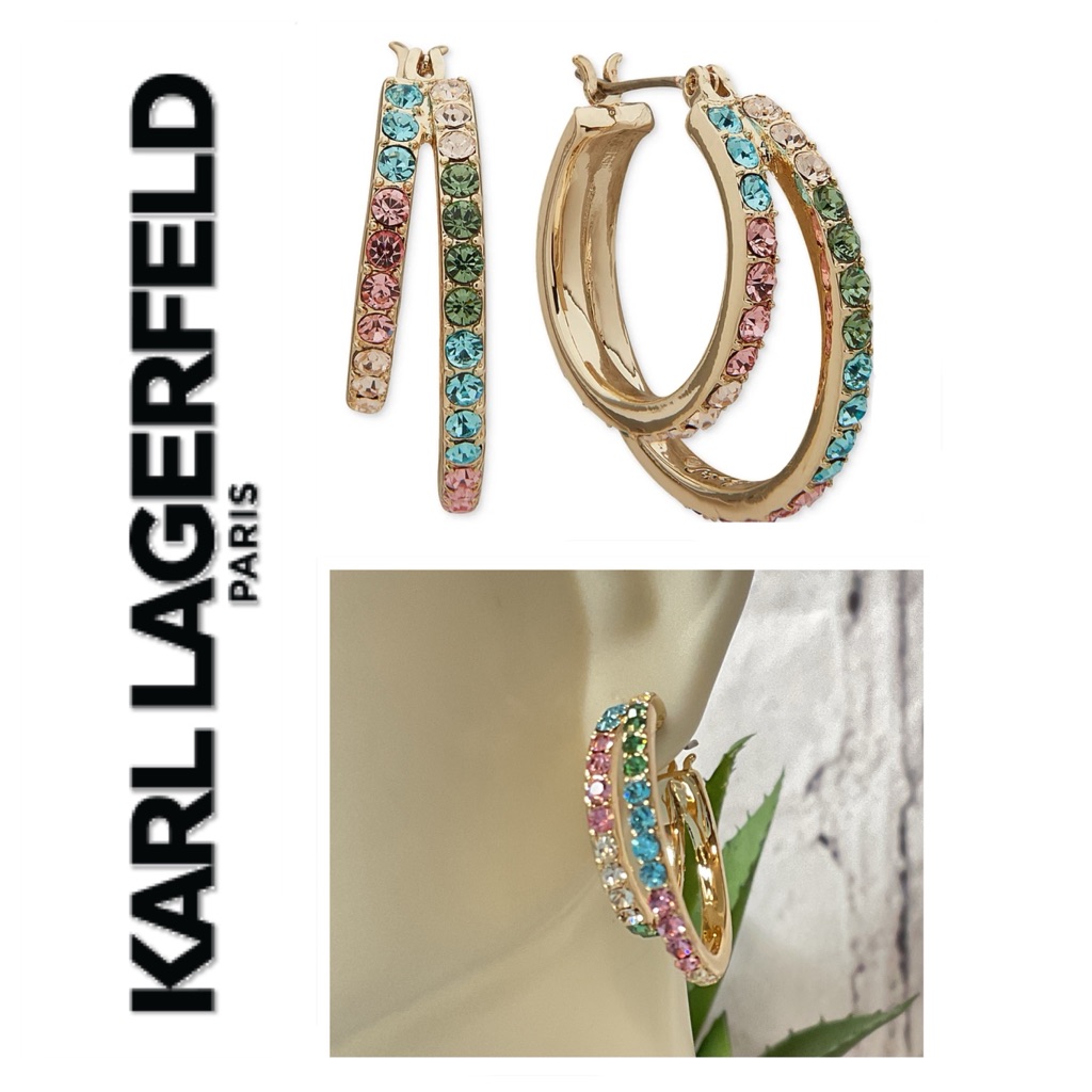 Karl Lagerfeld Stone Hoop Earrings 40$